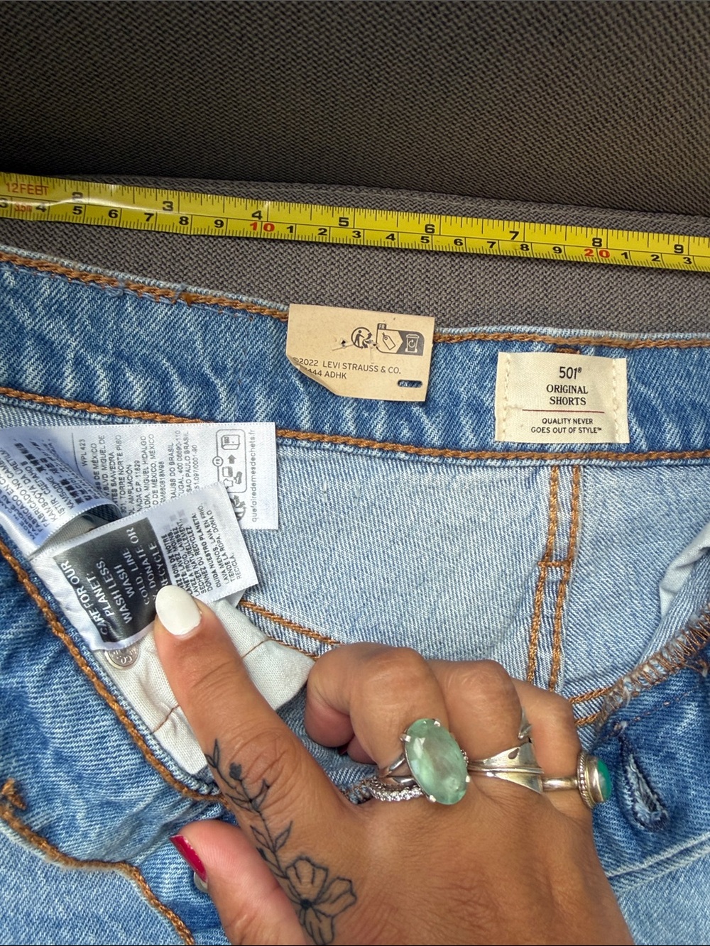 Levi's Light Blue Frayed Hem Denim Shorts - Picture 5 of 7